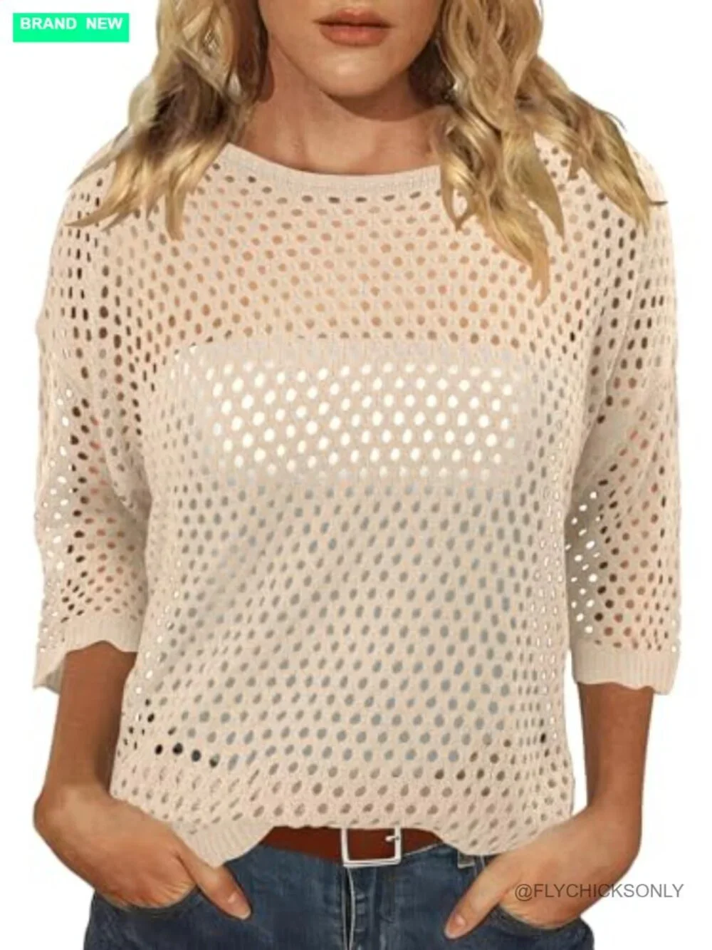 Women Crochet Hollow Out Cover Up Beach Swim Top